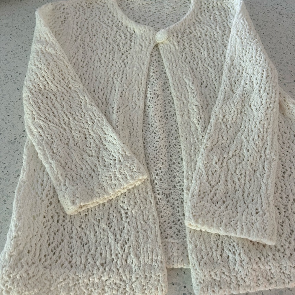 J. McLaughlin Cream Open-Knit Sweater